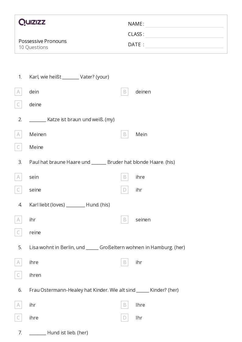 grammar worksheet for grade 6