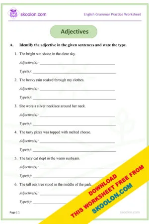 Grammar worksheet for Grade 3 Archives - skoolon.com