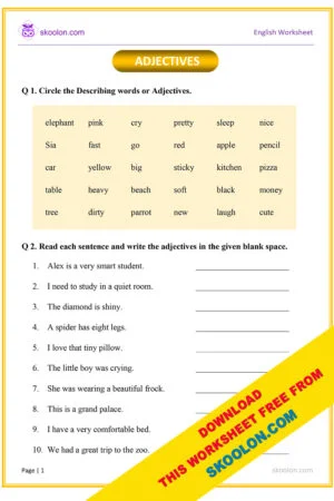Grammar worksheet for Grade 2 Archives - skoolon.com