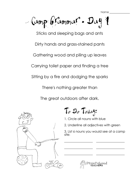 Camp Grammar (4 days of free worksheets for upper grades ...