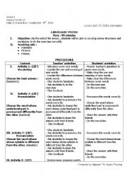 grammar lesson plan - ESL worksheet by huyenphuong1702