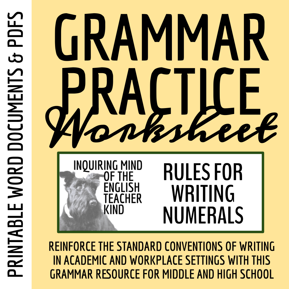 High School Grammar Review Worksheet on Writing Numerals - Classful