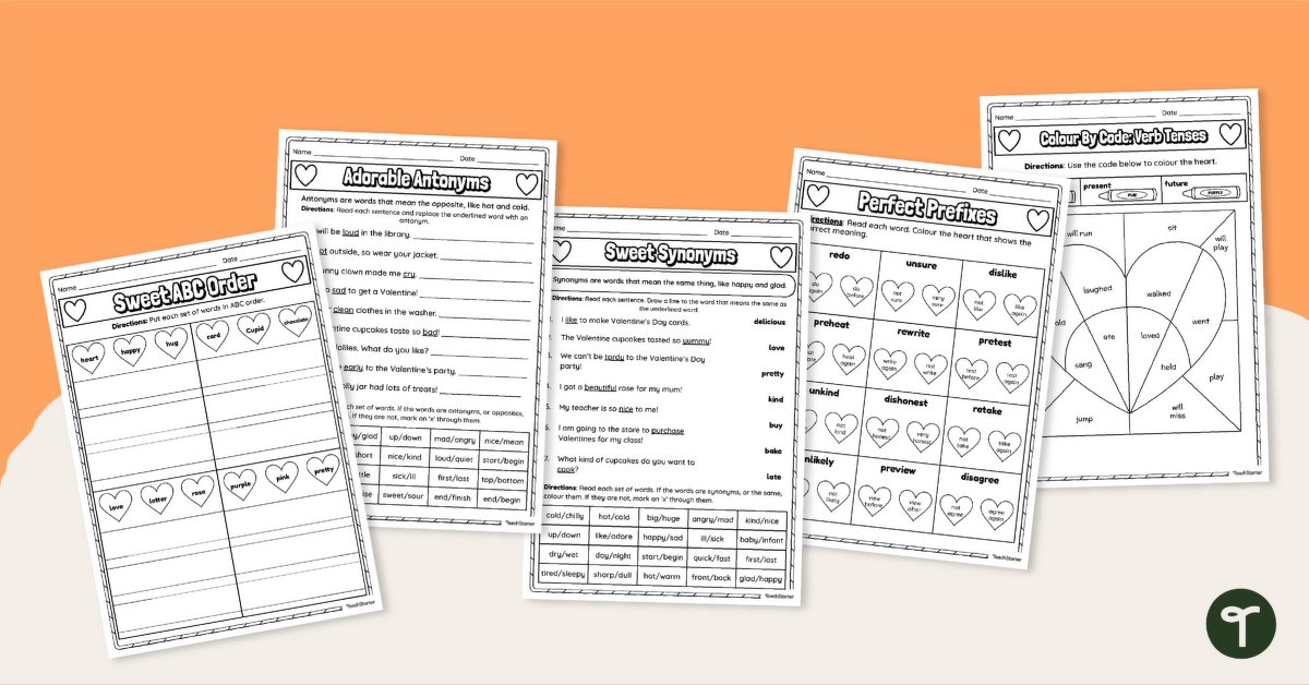 Valentines Day Grammar Worksheets | Teach Starter