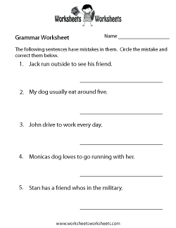 Grammar Worksheets | Worksheets Worksheets