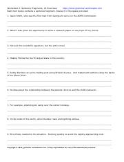 Sentence.Fragments.Exer2 - Worksheet 2. Sentence Fragments 18 ...
