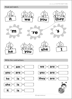 Verb be worksheets | English grammar printables for kids