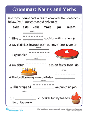Beginning Grammar: Nouns and Verbs | Interactive Worksheet ...