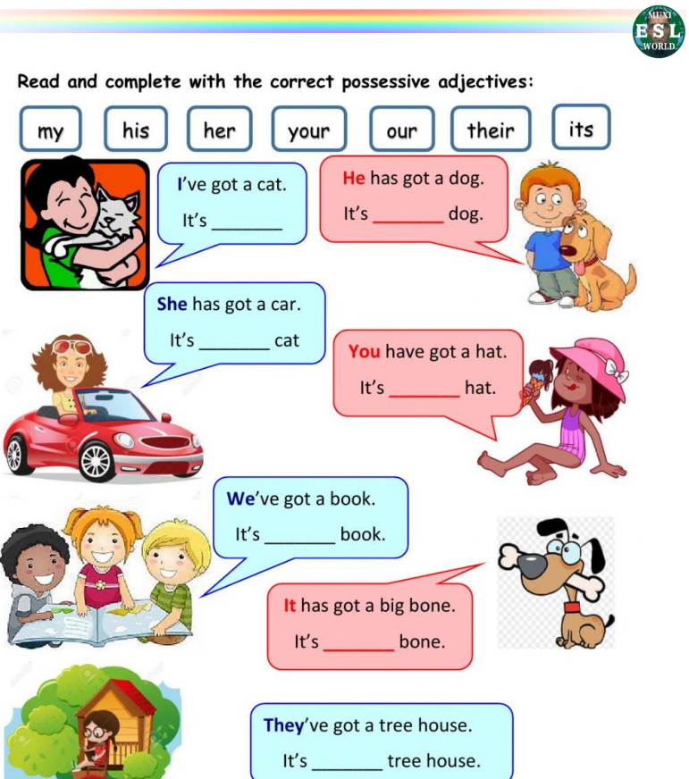 Grammar Worksheet- my,his,her,our - Muxi ESL World