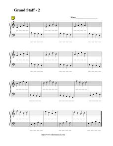 Grand Staff - 2 Worksheet for 6th - 12th Grade | Lesson Planet