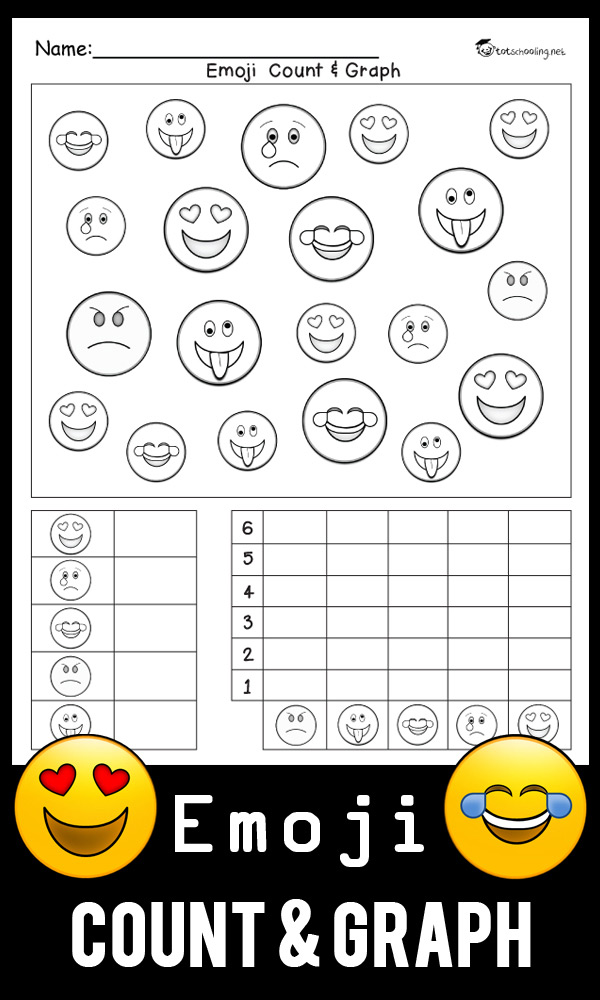 Emoji Count &  Graph Worksheet | Totschooling - Toddler, Preschool ...