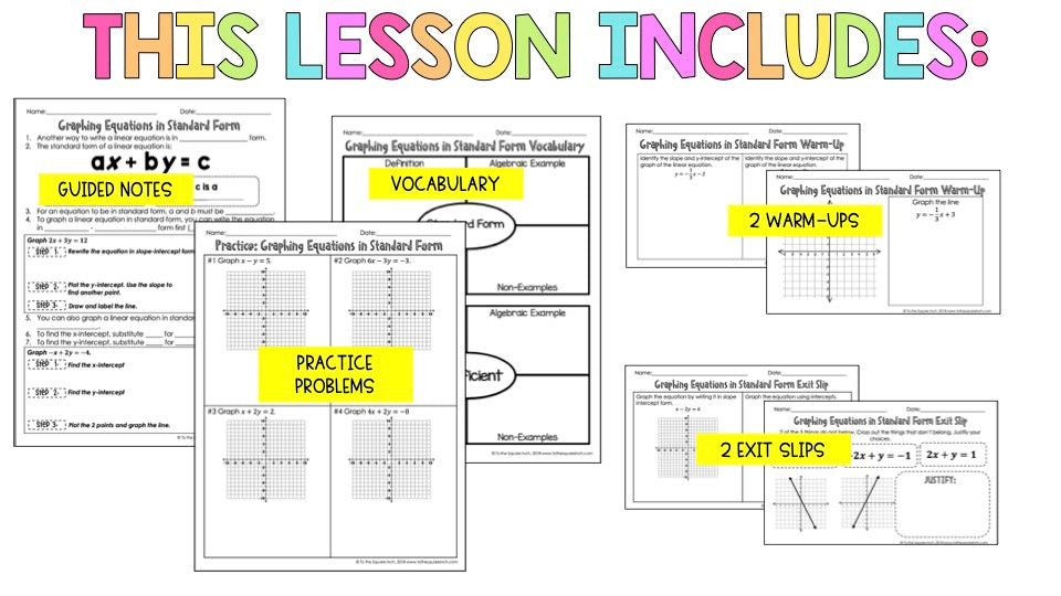 Graphing Linear Equations in Standard Form Notes - To The Square Inch