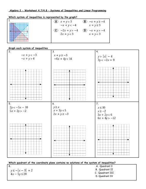 graphing inequalities worksheet algebra 2