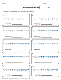 Inequalities Worksheets