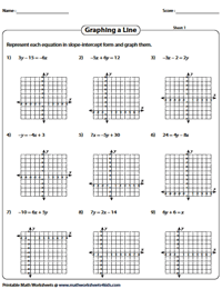 Graphing Linear Equation Worksheets