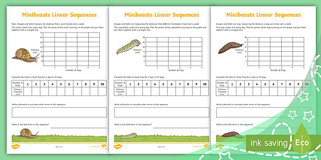 ? Minibeasts Linear Sequences Worksheet (Ages 10 - 11)