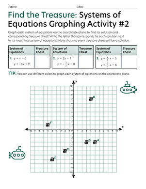 Find the Treasure: Systems of Equations Graphing Activity #2 ...