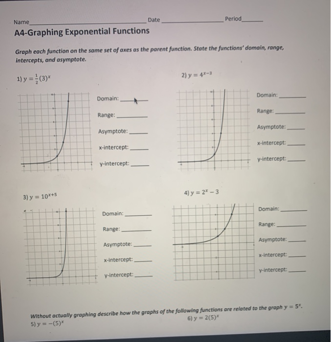 Solved Period Name Date A4-Graphing Exponential Functions | Chegg.com ...