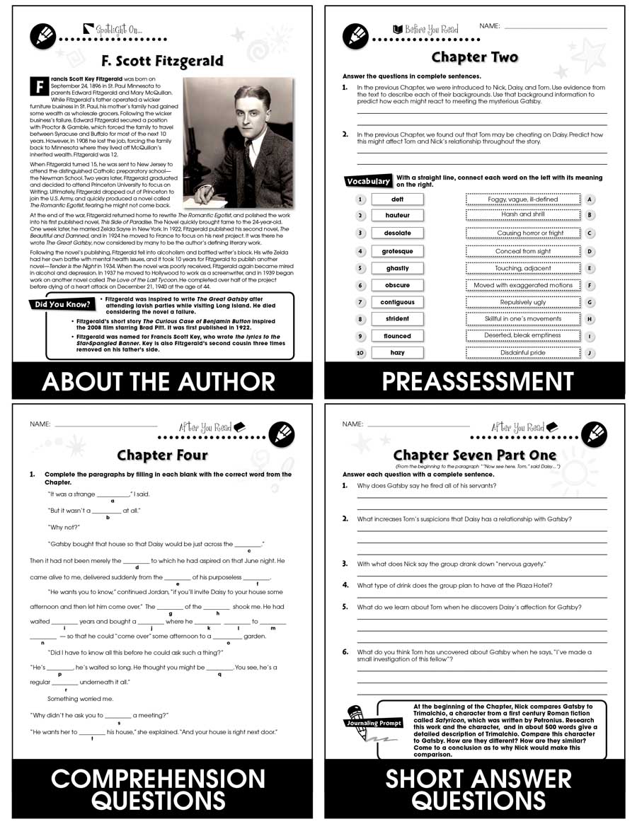 great gatsby worksheet