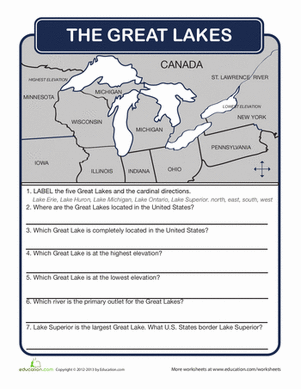great lakes worksheet