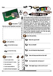 great wall of china worksheet