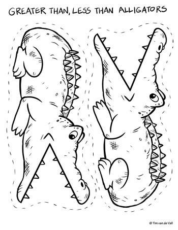 Greater Than Less Than Alligators - Tims Printables
