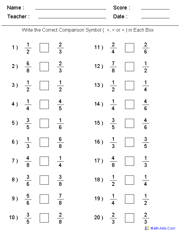 greater than and less than worksheet