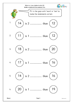 More or less statements - More Than or Less Than Maths Worksheets ...
