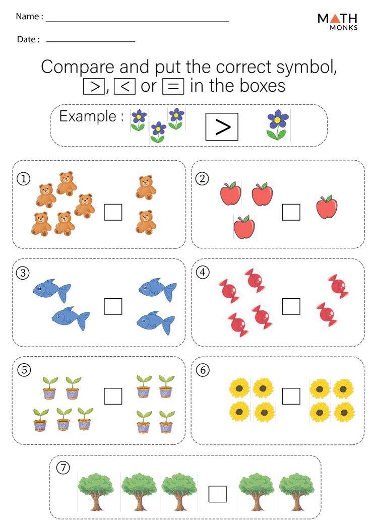 greater than less than printable worksheet