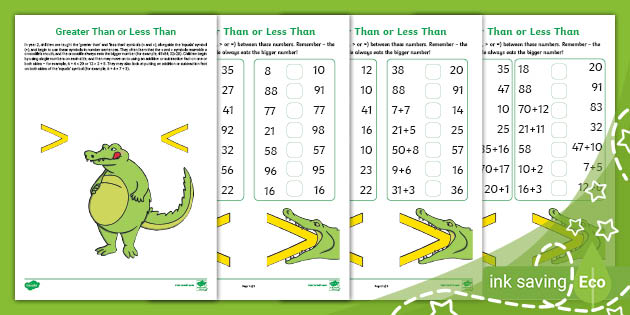 ? Greater Than and Less Than Worksheets (Ages 5 - 6)