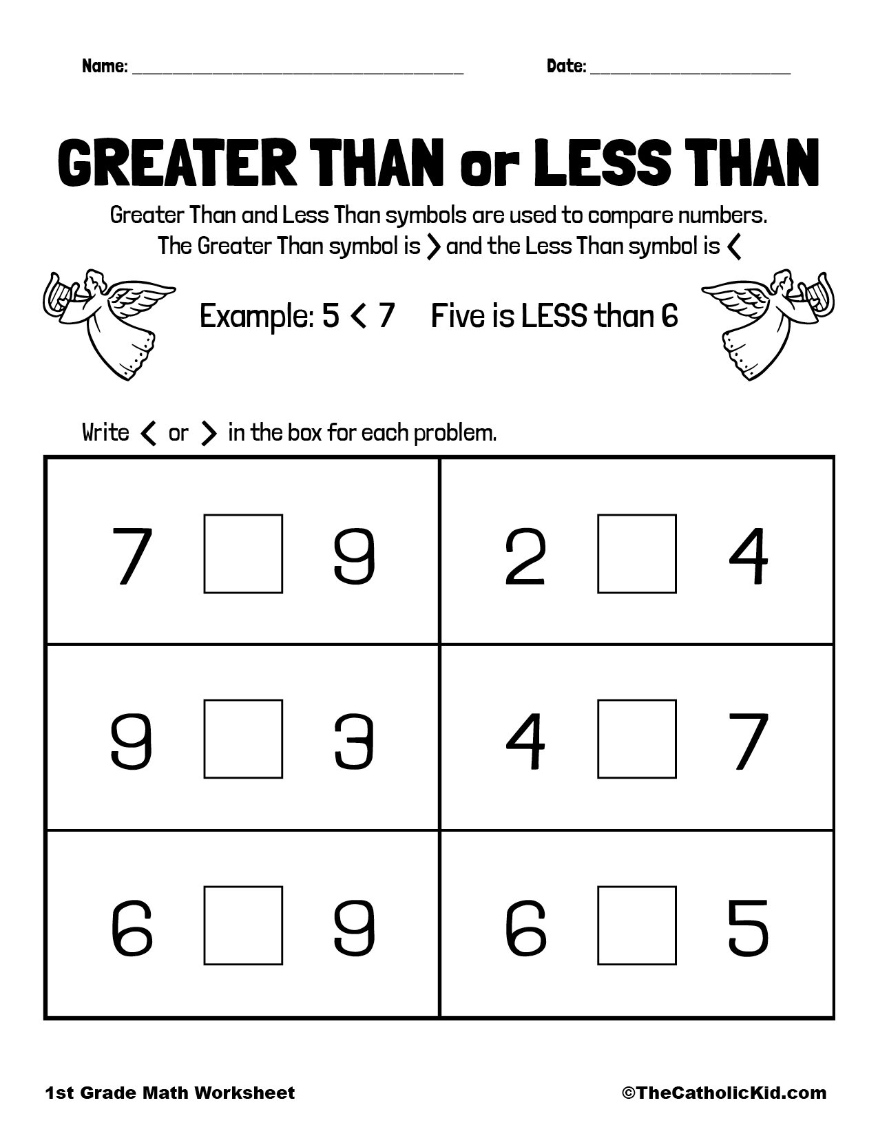 greater than less than worksheet first grade