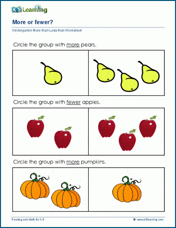 greater than less than worksheet for kindergarten