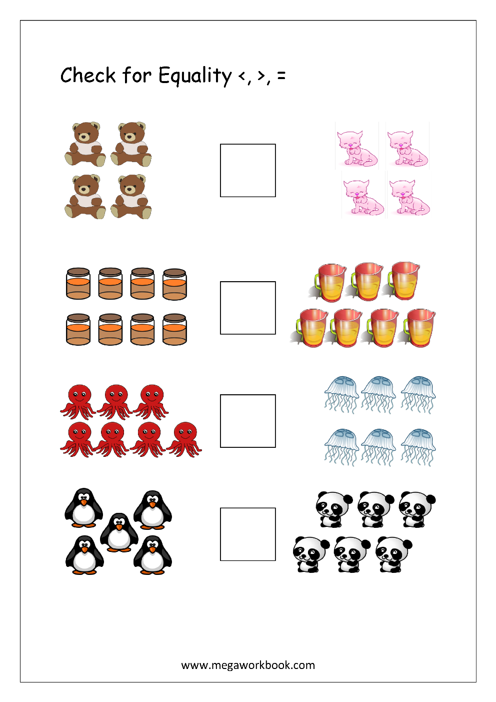 greater than less than worksheet for kindergarten