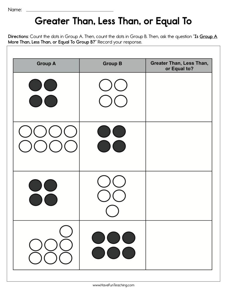 greater than less than worksheet middle school