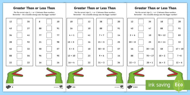 greater than less than worksheet middle school