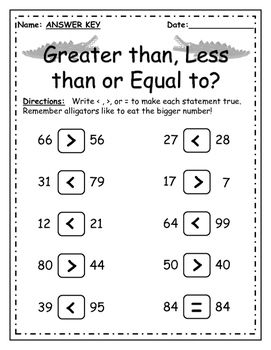 greater than less than worksheet