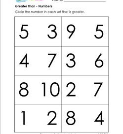 greater than worksheet kindergarten