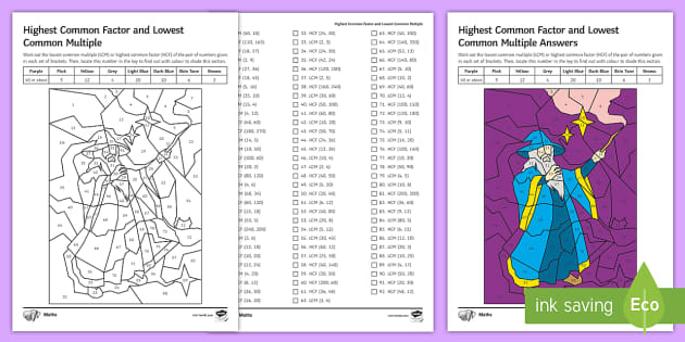 greatest common factor and least common multiple worksheet