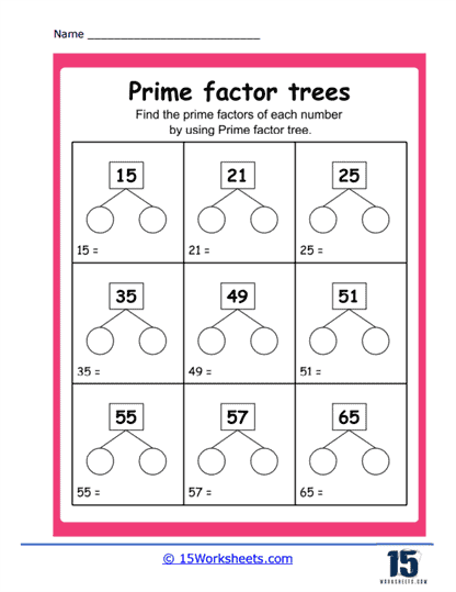 greatest common factor factor trees worksheet