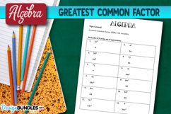 Greatest Common Factor With Variables Printable Worksheet