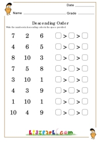 greatest to least worksheet