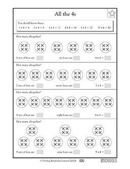 All the 4s | 3rd grade, 4th grade Math Worksheet | GreatSchools