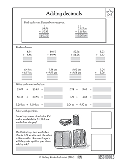 Adding decimals #4 | 4th grade, 5th grade Math Worksheet ...