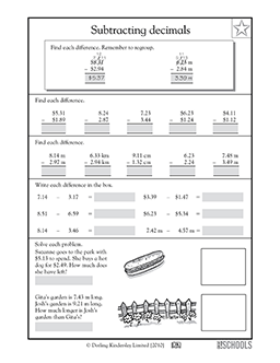 Subtracting decimals #4 | 4th grade, 5th grade Math Worksheet ...