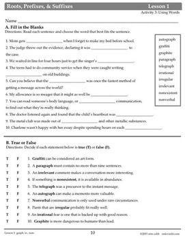 greek and latin roots and affixes worksheet