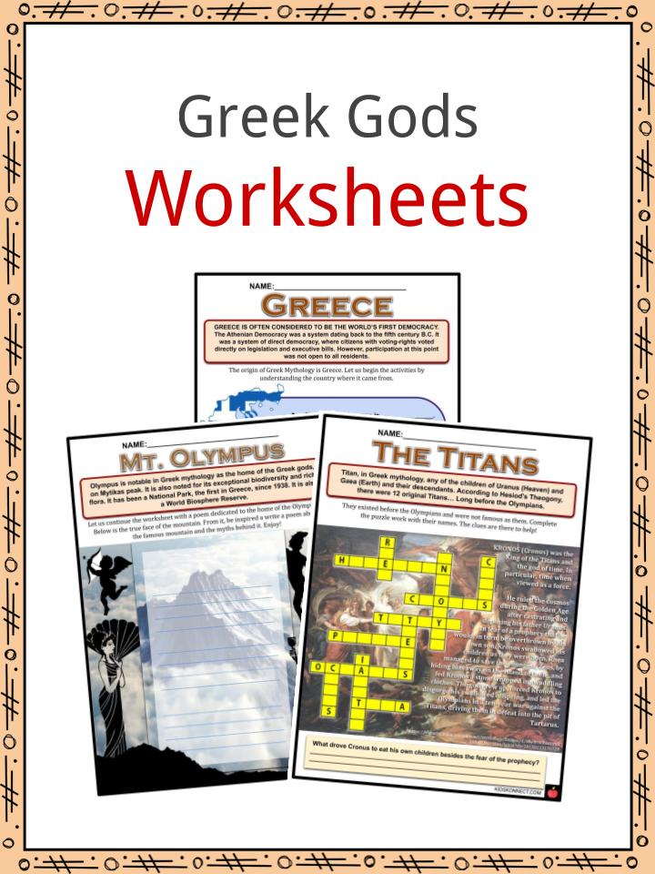greek myths worksheet