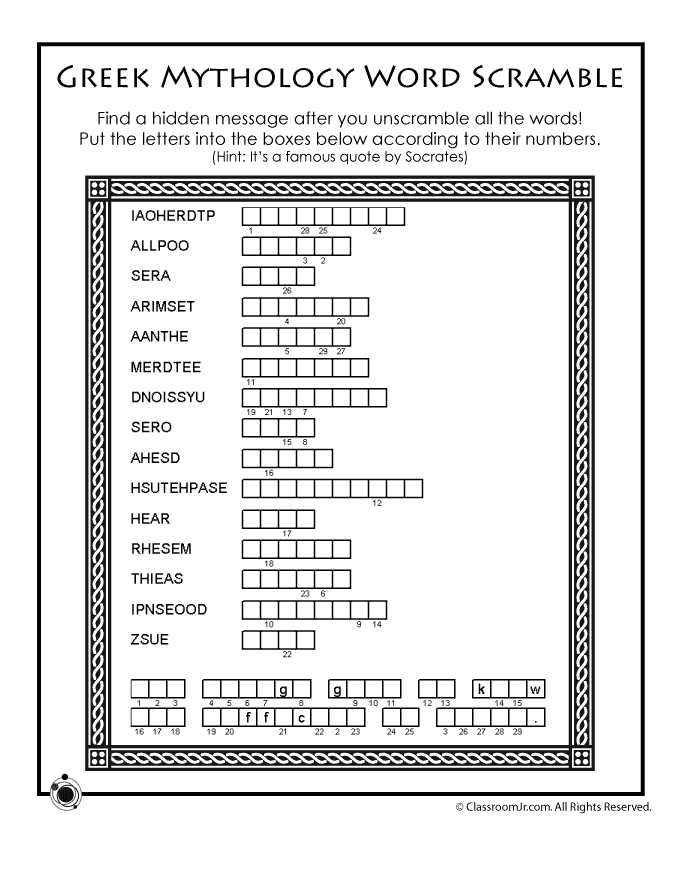 Greek Mythology Worksheets &  Coloring Pages | Woo! Jr. Kids ...