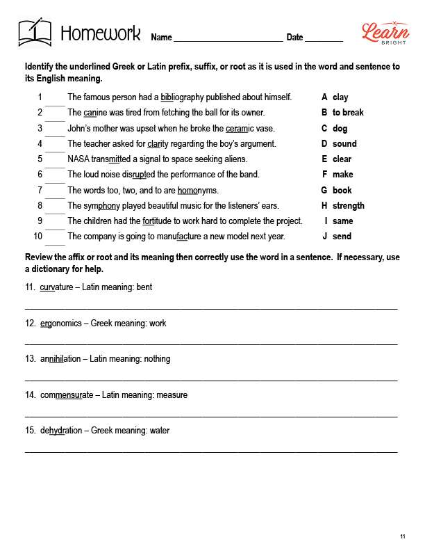 Greek/Latin Affixes &  Roots