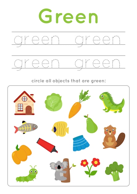 Premium Vector | Color learning worksheet for preschool kids ...