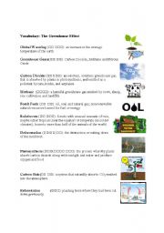 Greenhouse Effect Vocabulary - ESL worksheet by FranDurbin