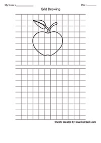 Apple Drawing Grid Activity Sheet Kindergarten,Worksheets for ...